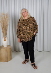 Mila Long Sleeve Dark Leopard Top