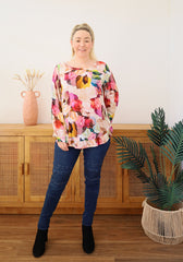 Mila Long Sleeve Paintbrush Print Top