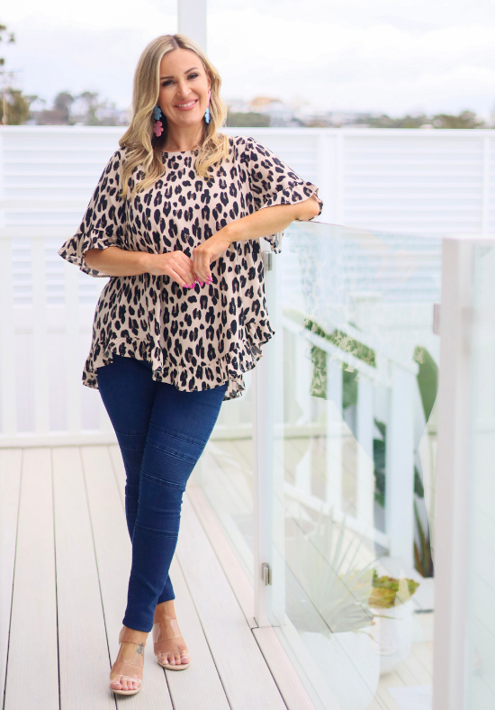 Leopard print dressy hot sale tops