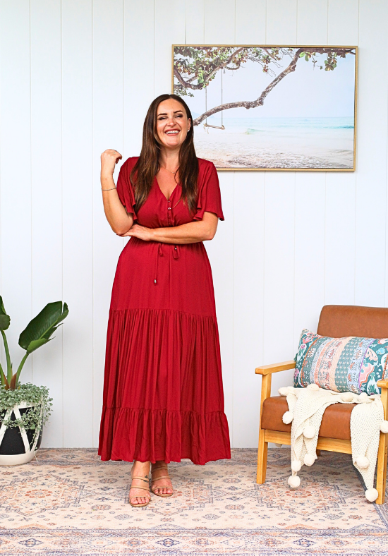 New Gracie Maxi Dress Wine - Daisy’s Closet