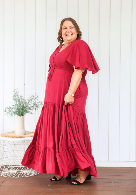 New Gracie Maxi Dress Wine - Daisy’s Closet