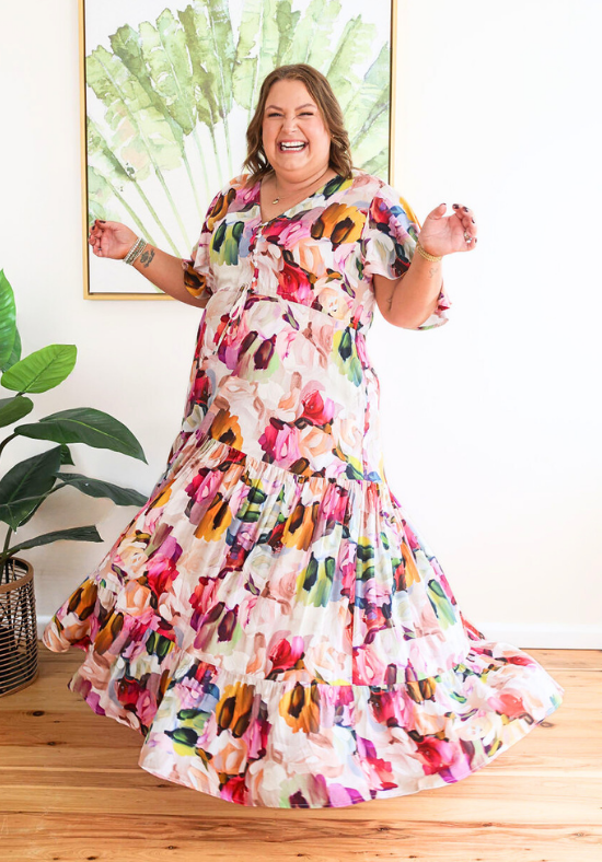 New Gracie Maxi Dress Paintbrush Print - Daisy’s Closet