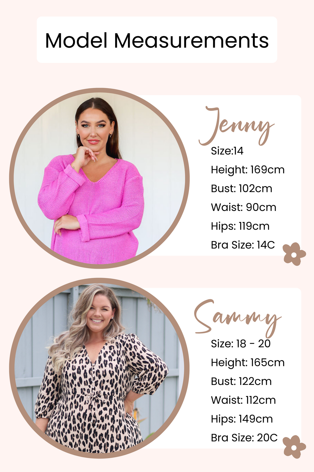 Model Size Guide Measurements - Daisy's Closet