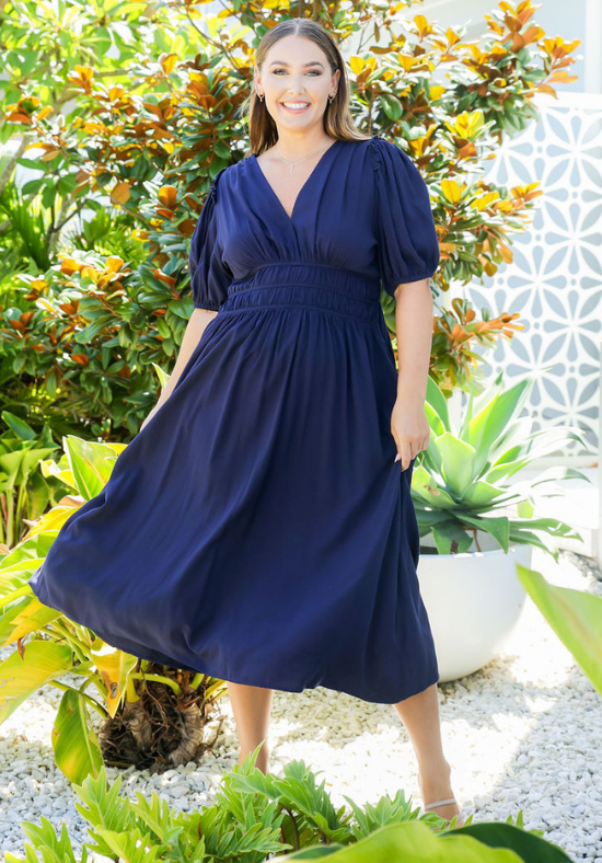 Ladies Summer Dress - V Neckline - Short Sleeves - Party Dress - Evelyn Dress - Daisy's Closet