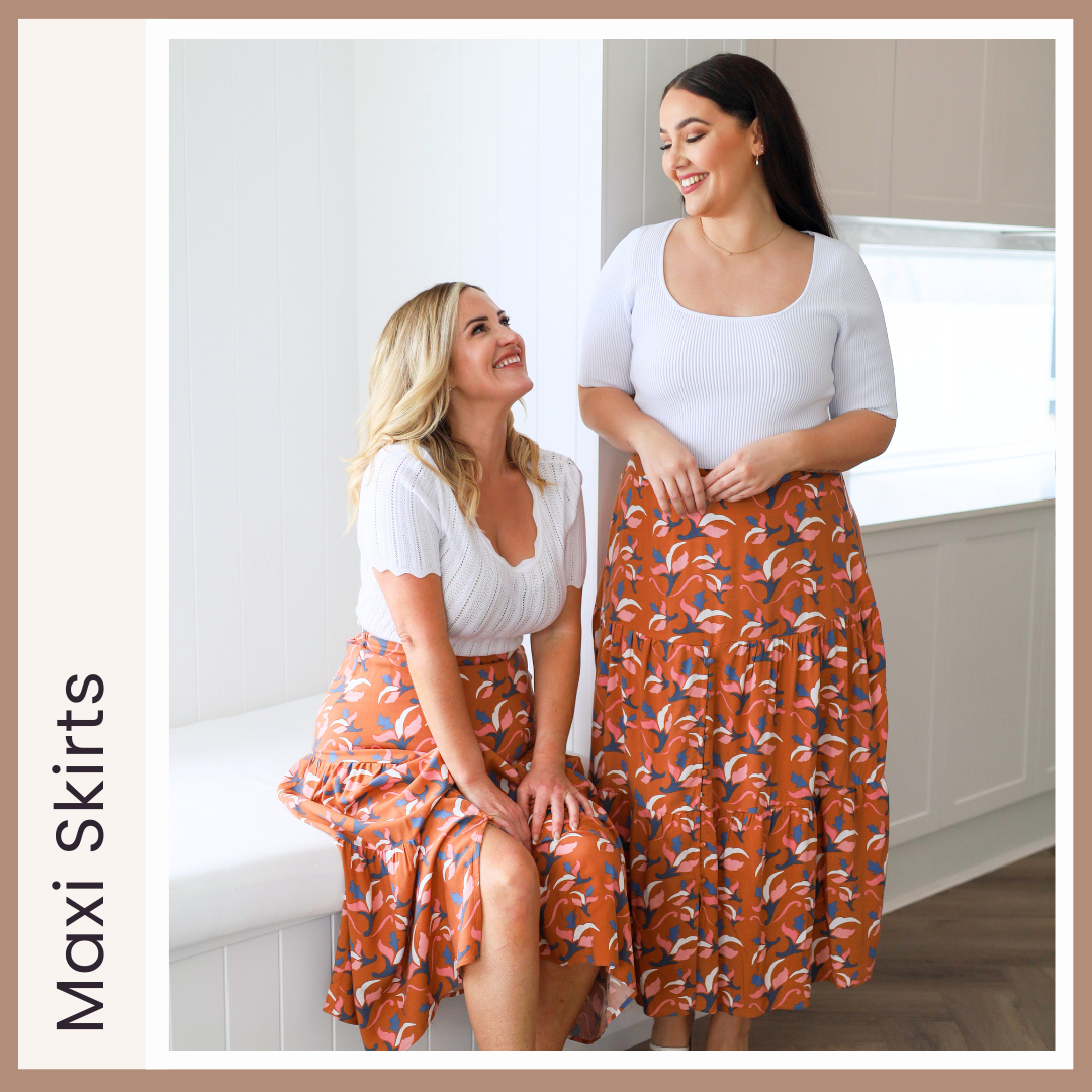 Womens Maxi Skirts - Elasticised Waist Band - Pull On Skirt - Sizes 6 - 26 - Bump + Breastfeeding Friendly - Daisy's Closet