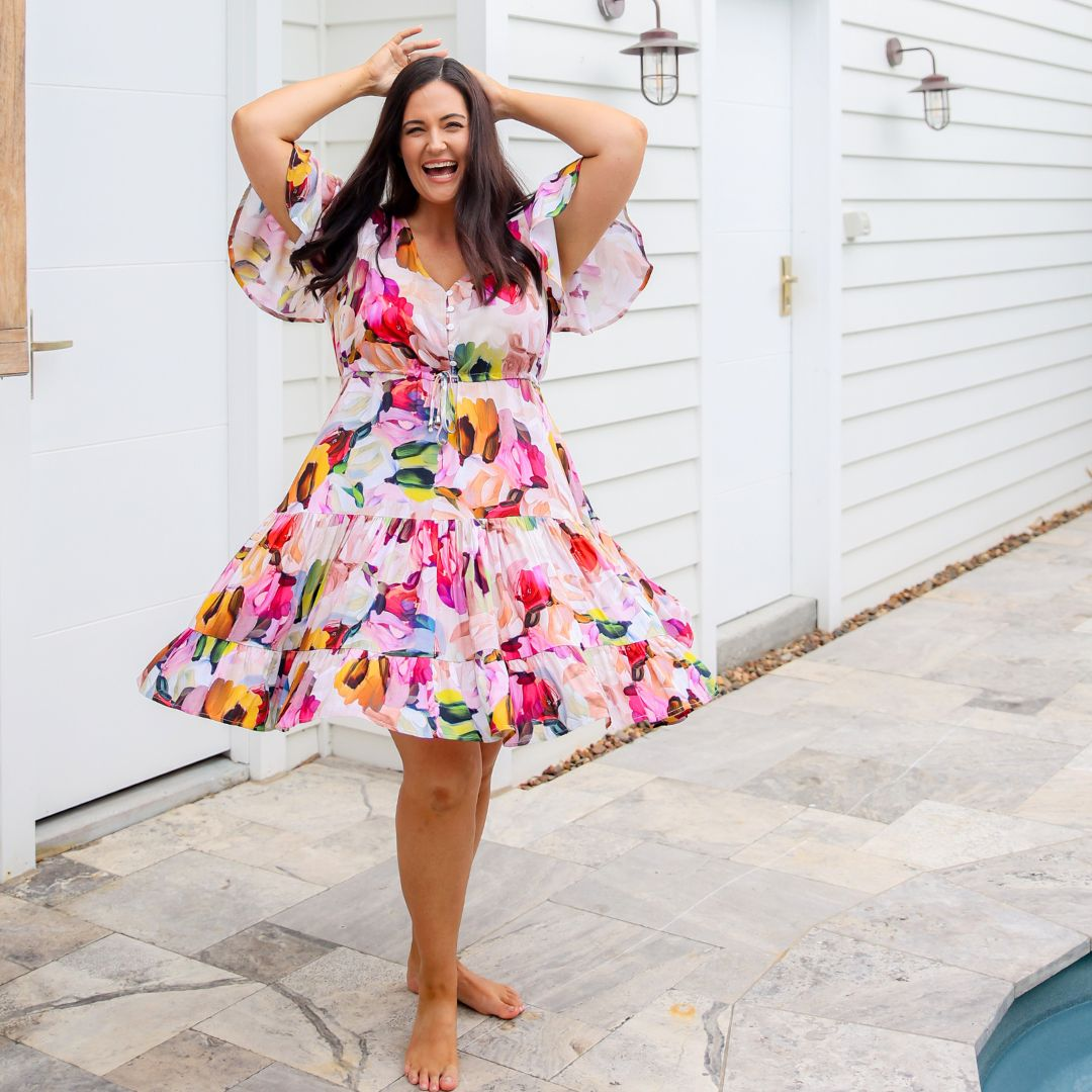 Ladies Knee Length Summer Dress-Bump + Breastfeeding Friendly-Tommy Dress-Daisy's Closet