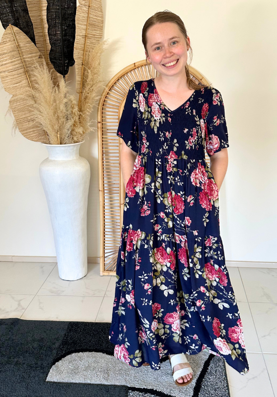 Millie Dress Navy Floral - Daisy’s Closet