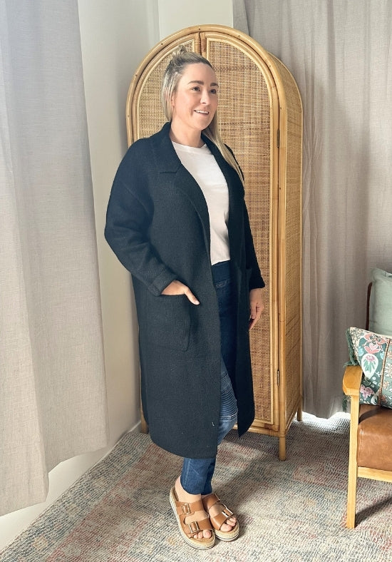 Sloane Longline Cardigan Black