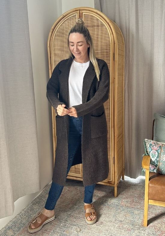 Sloane Longline Cardigan Chocolate