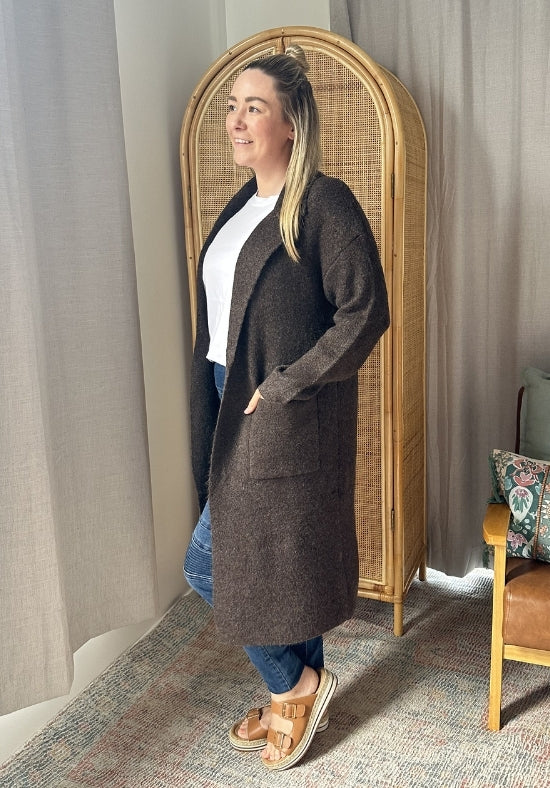 Sloane Longline Cardigan Chocolate