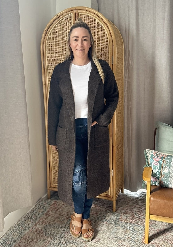 Sloane Longline Cardigan Chocolate
