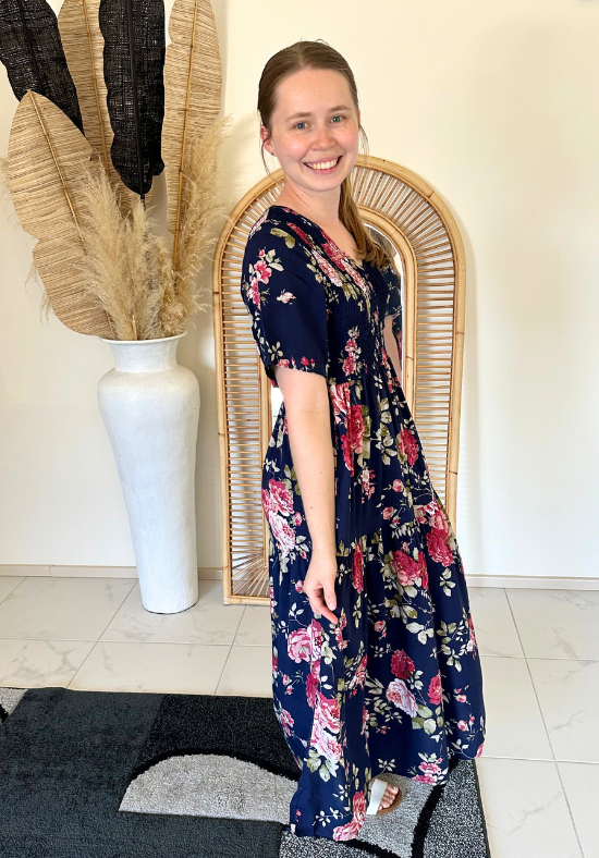 Millie Dress Navy Floral