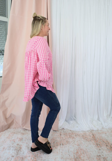 Molly Long Sleeve Top Pink Gingham
