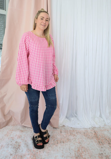 Molly Long Sleeve Top Pink Gingham