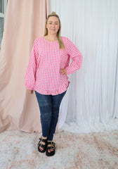 Molly Long Sleeve Top Pink Gingham