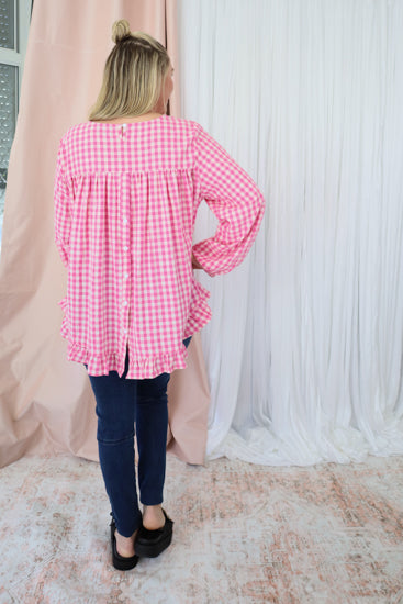 Molly Long Sleeve Top Pink Gingham