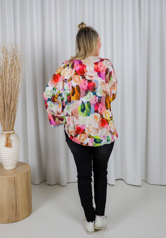 Remi Top Long Sleeve Paintbrush Print