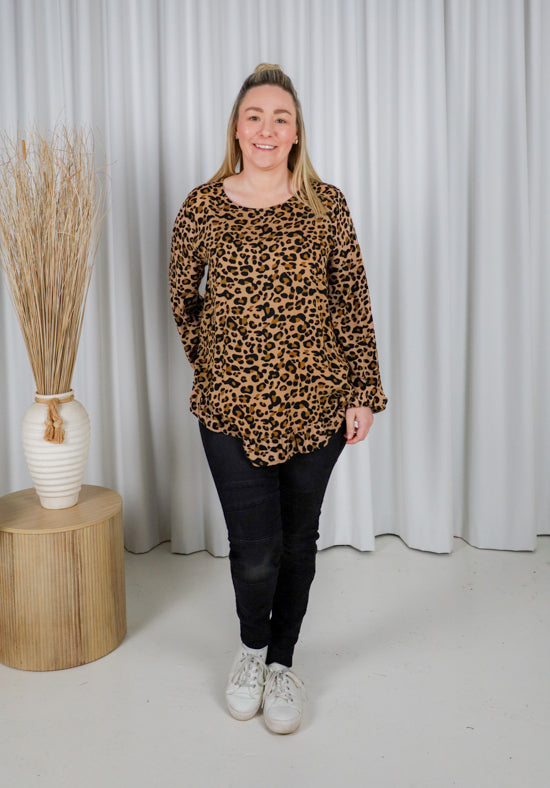 Mila Long Sleeve Dark Leopard Top