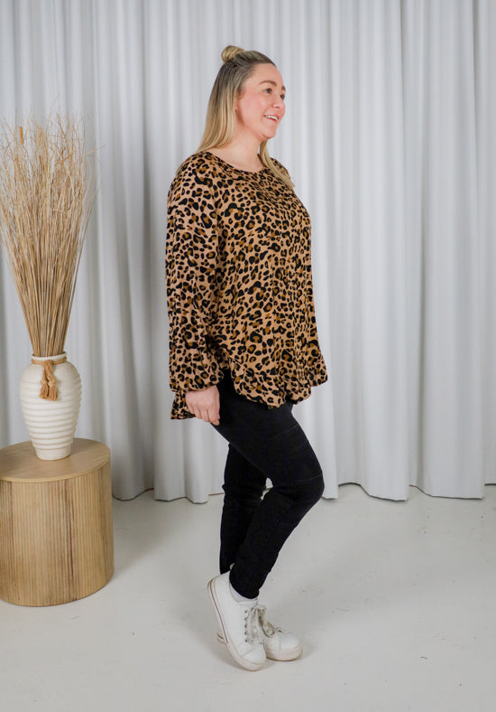 Mila Long Sleeve Dark Leopard Top