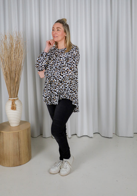 Mila Long Sleeve Light Leopard Top