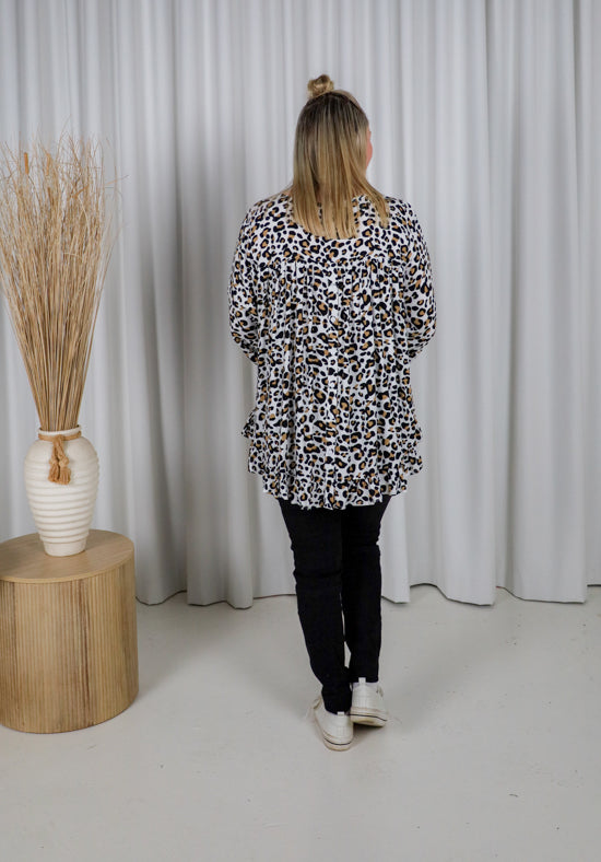 Mila Long Sleeve Light Leopard Top