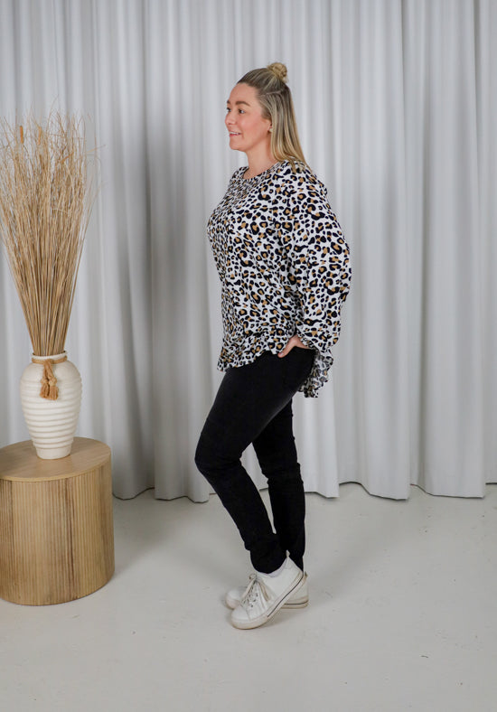 Mila Long Sleeve Light Leopard Top