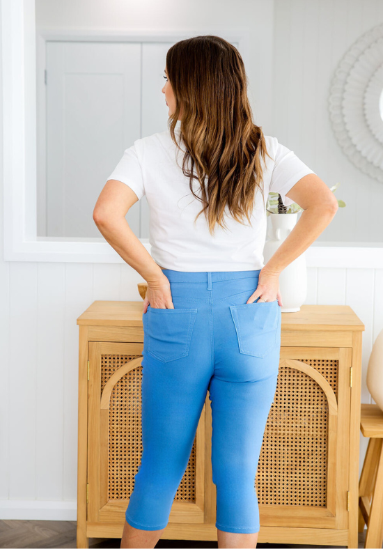 Ladies 3/4 Stretch Jeans-Blue-Delta Jeans-Daisy's Closet