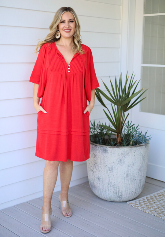 Ladies Christmas Dress - Red Dress - Kendall Dress - Daisy's Closet