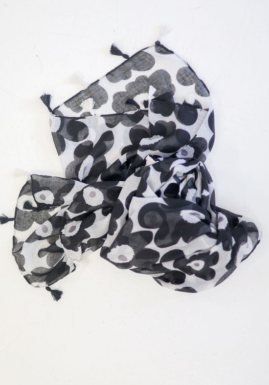 Miller Black Flower Scarf