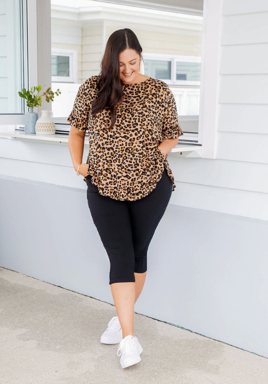 New Look Mila Top Dark Leopard