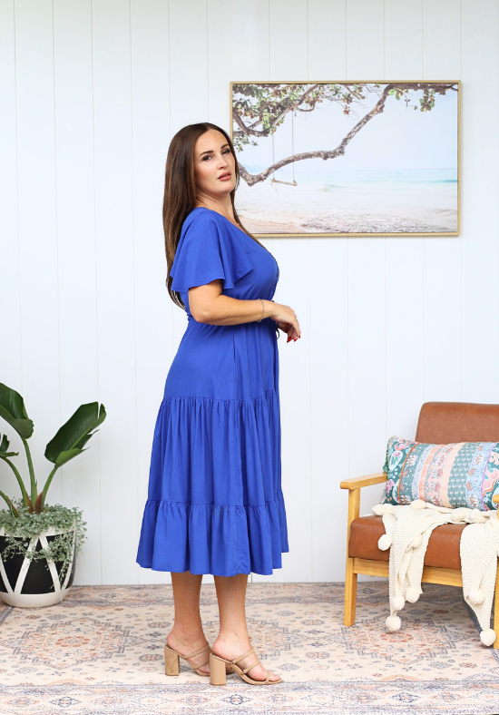 Athena Midi Dress Cobalt Blue