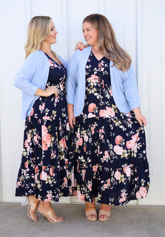 Ladies Navy Maxi Dress - Floral - Gracie Dress - Daisy's Closet