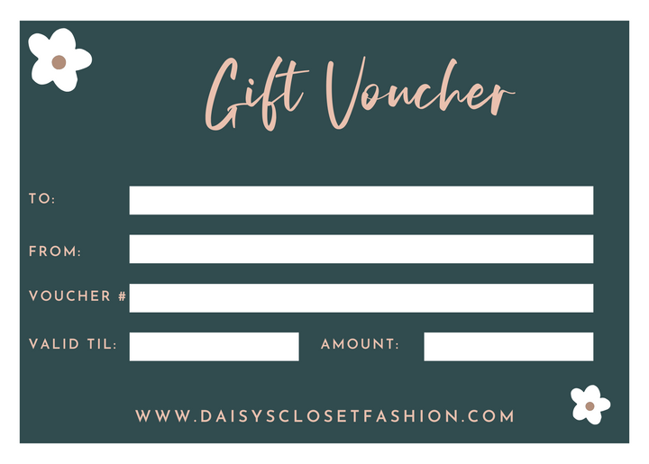 Ladies Online Clothing Boutique - Australia - Sizes 6 - 26 - Gift Voucher - Daisy's Closet