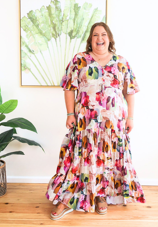 New Gracie Maxi Dress Paintbrush Print