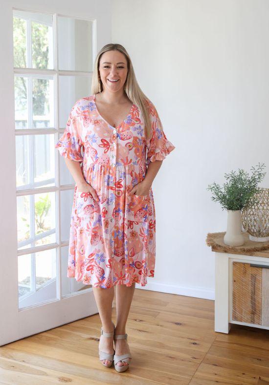 Sunny Dress Peach Paradise Print