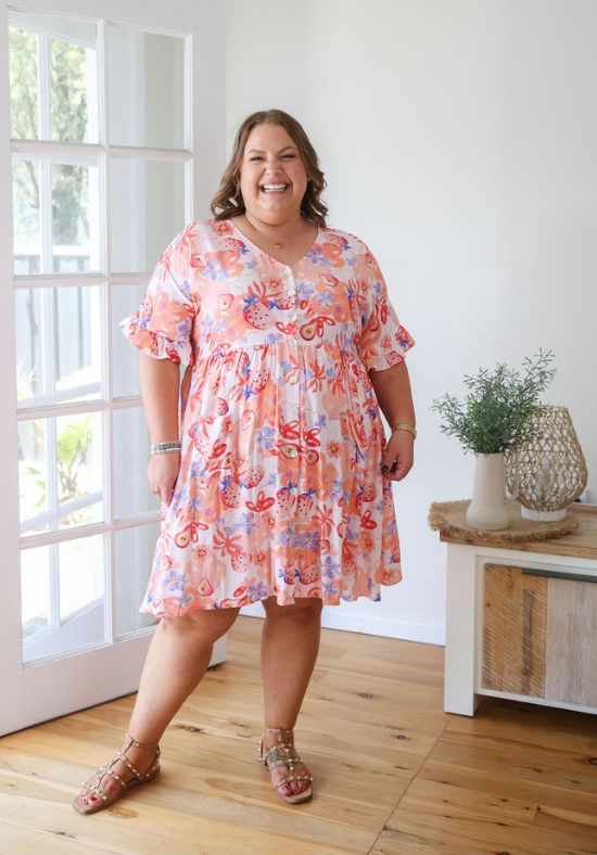 Sunny Dress Peach Paradise Print