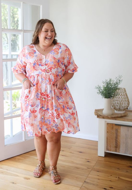 Sunny Dress Peach Paradise Print