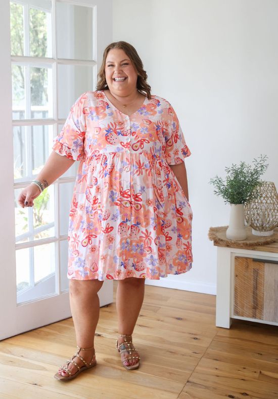 Sunny Dress Peach Paradise Print