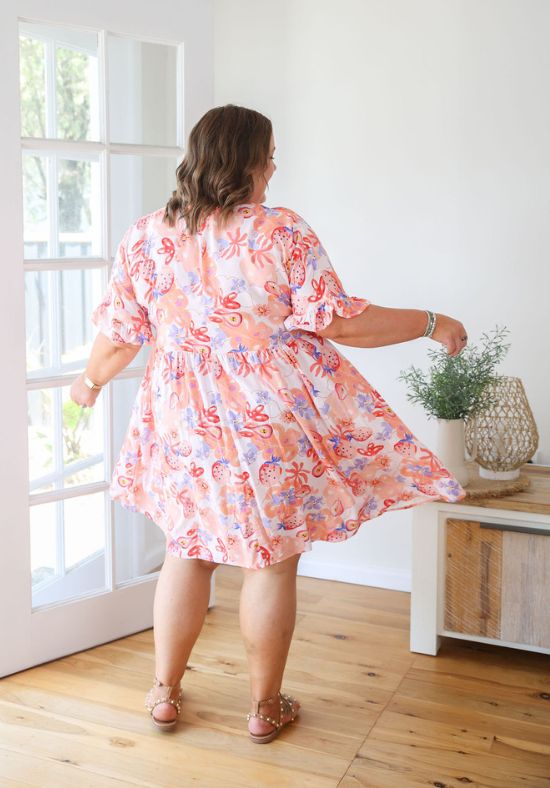 Sunny Dress Peach Paradise Print