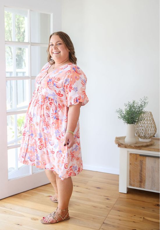 Sunny Dress Peach Paradise Print