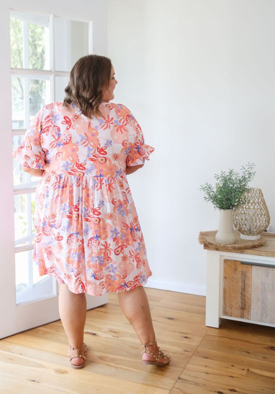 Sunny Dress Peach Paradise Print