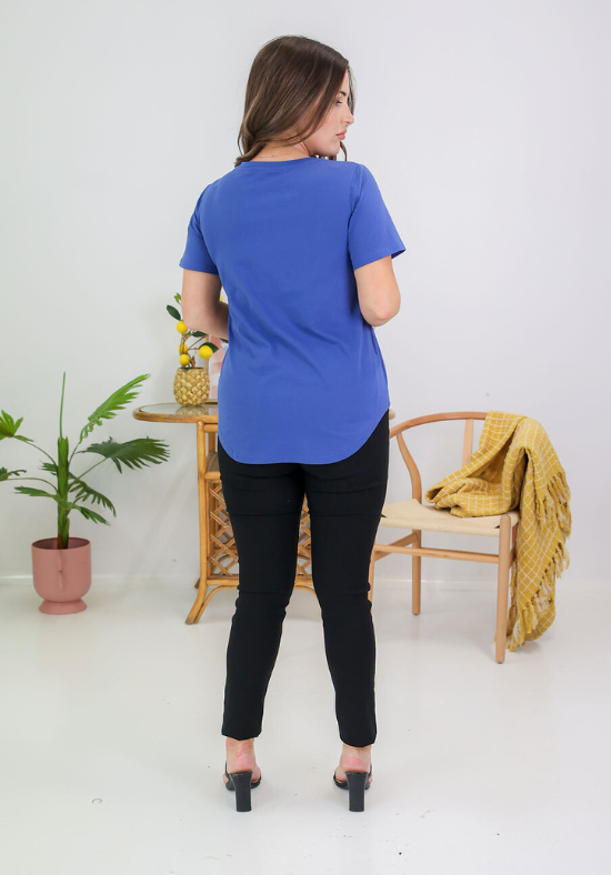 Daisy V Neck Tee Blue