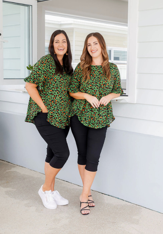 Ladies 3/4 Jeans - Stretch Jeans - Black - Plus Size Jeans - Sizes 6 - 26 - Functional Front + Back Pockets - Delta Jeans Front Full Length View Showing Pockets Size 14 - Daisy's Closet