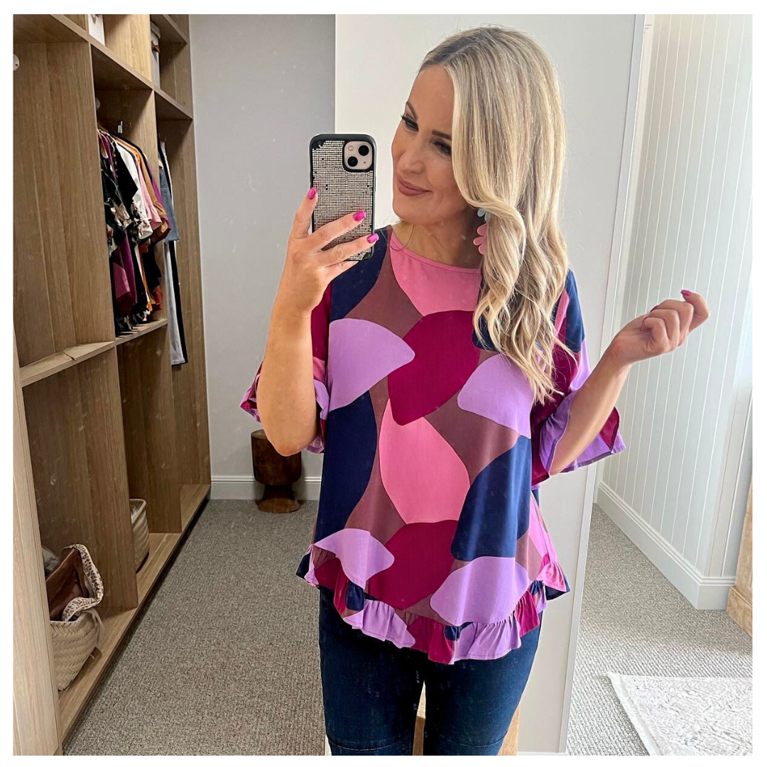 Ladies Button Back Top - Short Sleeve - Tommy Top - Daisy's Closet