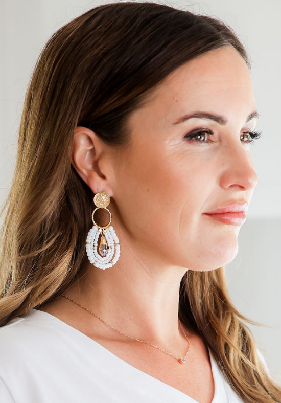 Cleo Beaded Earrings + White