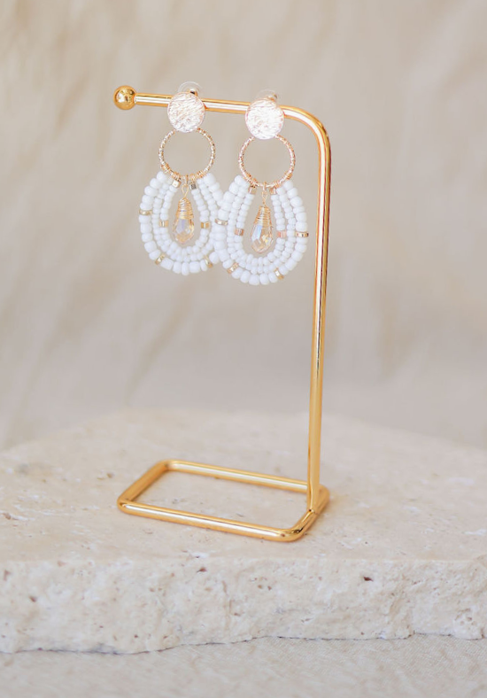 Cleo Beaded Earrings + White