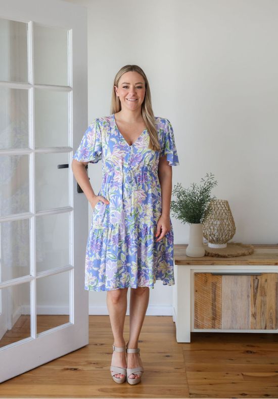 New Tommy Dress Flora Print Blue