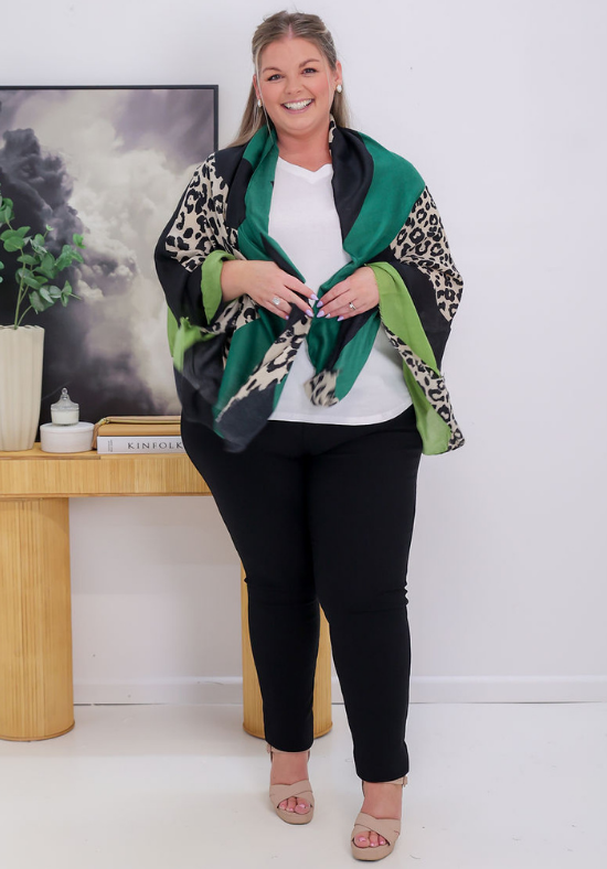 Miller Green Leopard Scarf