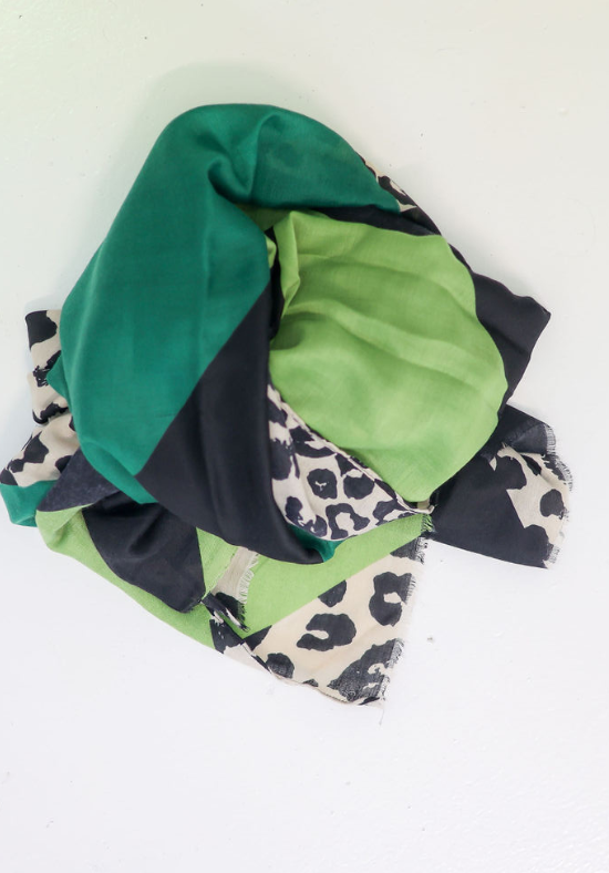 Miller Green Leopard Scarf