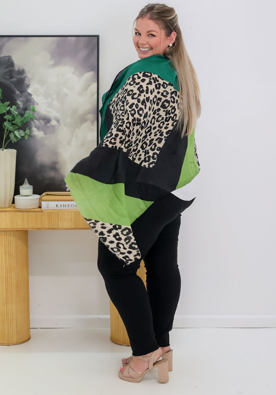 Miller Green Leopard Scarf